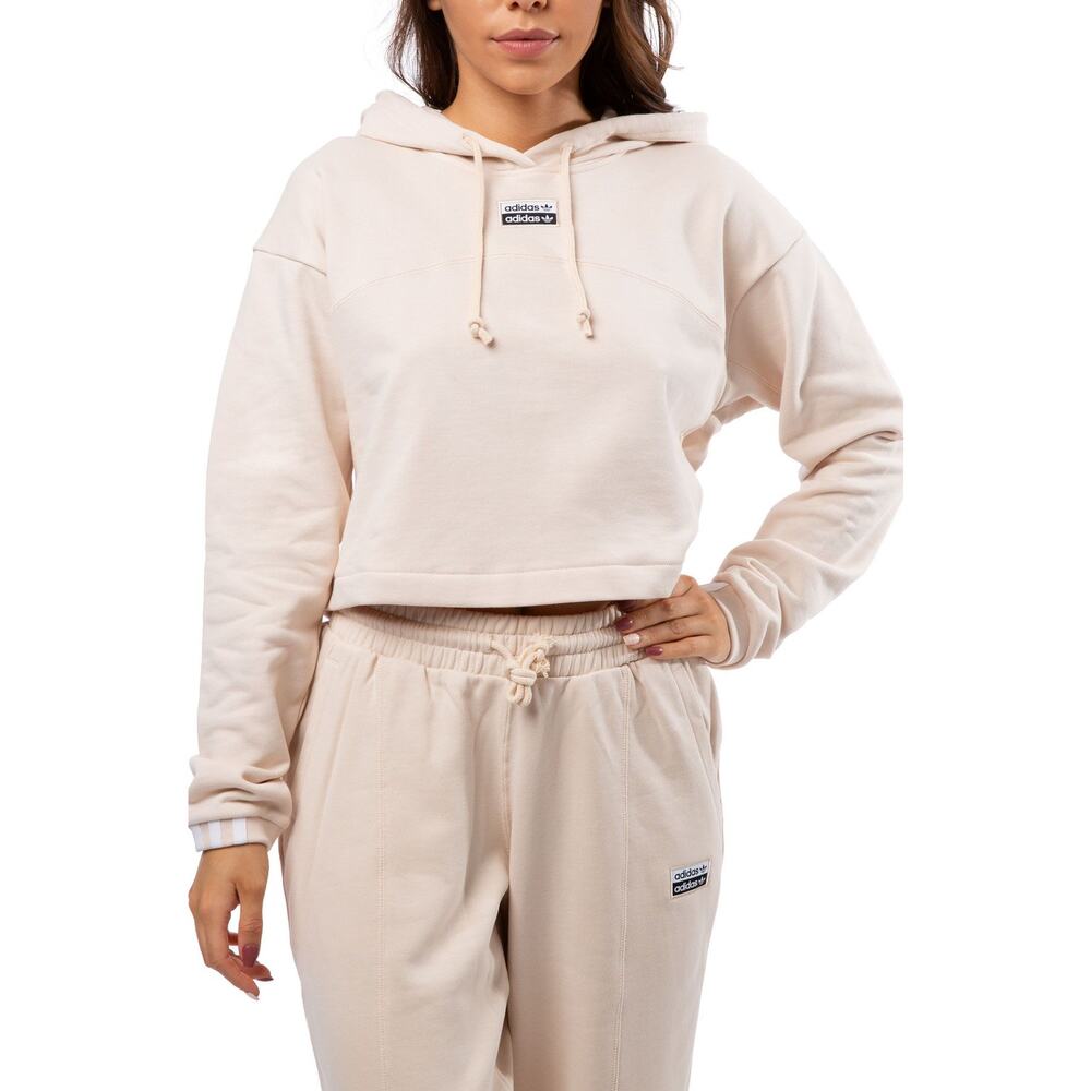 Adidas Cropped Hoodie Sweatshirt Size large Color Linen